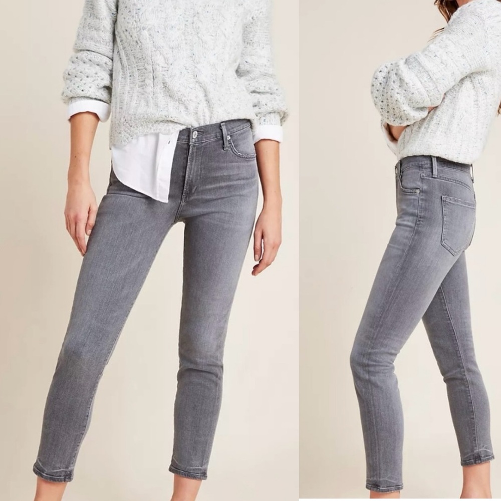 Citizens of Humanity Rocket Crop High Rise Skinny Grey Sz 28 Neutral Minimalist - Picture 1 of 13